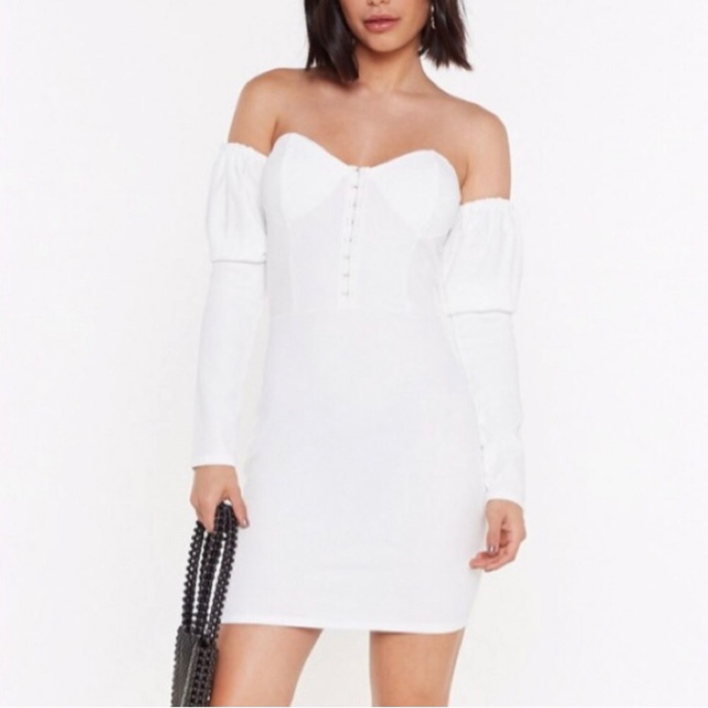 NWT Nasty Gal Strapless Sweetheart Neckline White Mini Dress - Medium (8)